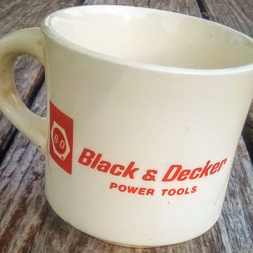 Vintage Black & Decker + Whitton Supply Mug Dual-Sided 70s USA Ceramic
